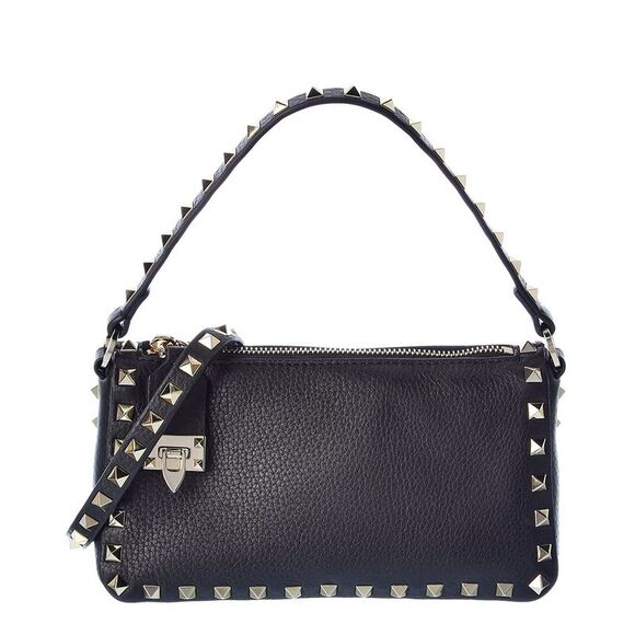 Valentino Handbags - Valentino Rockstud Small Grainy Leather Crossbody, Black
